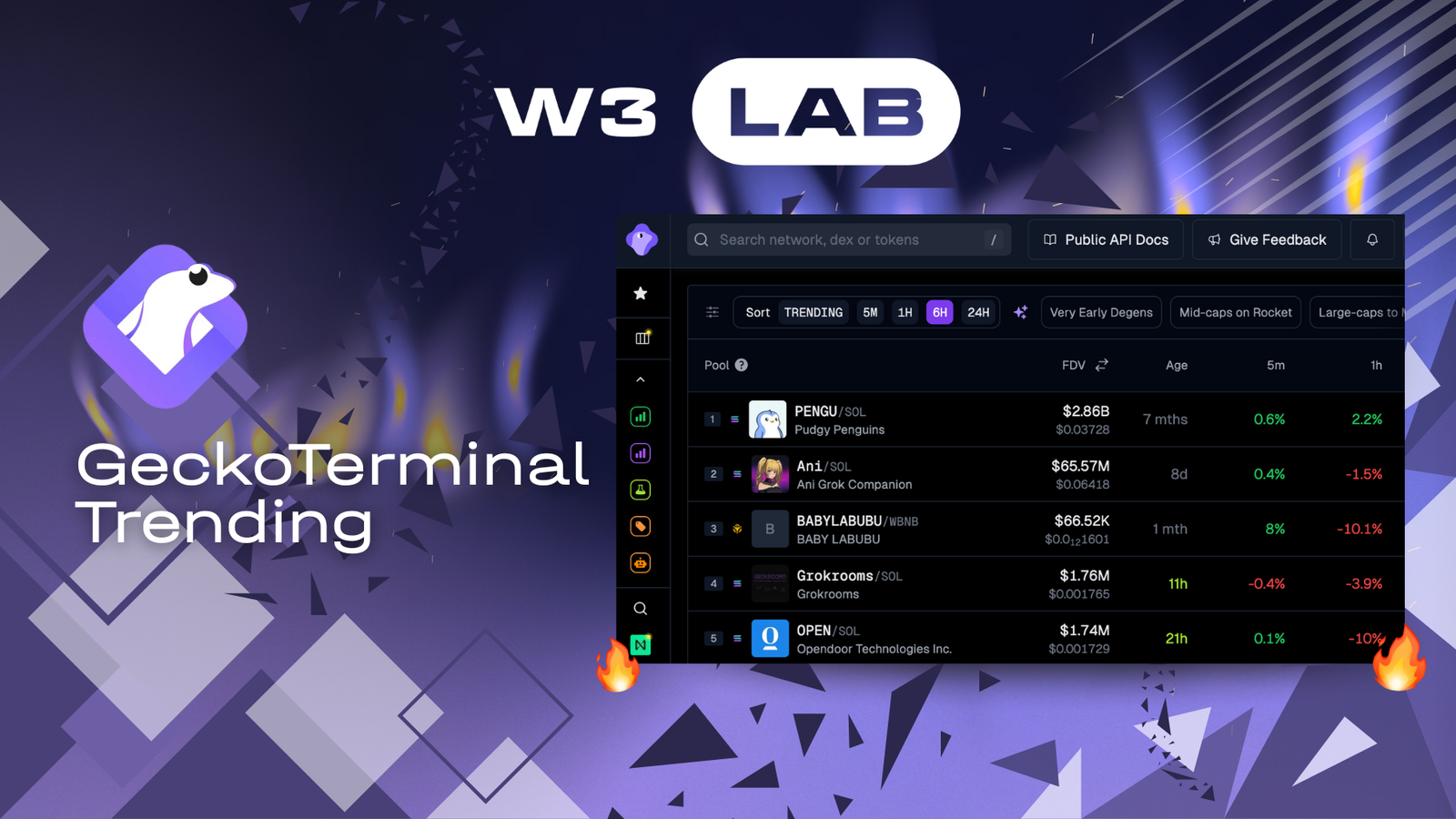 GeckoTerminal Trending Pool & Search